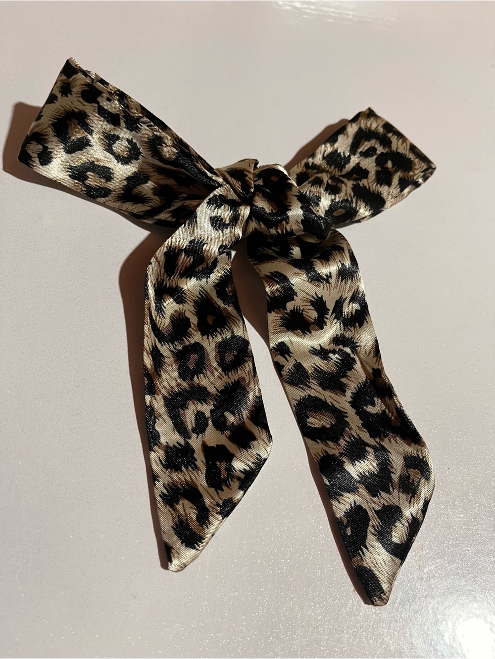 New Leopard Satin Scarf Black & Champagne Gold